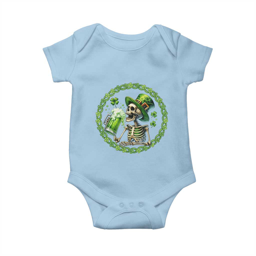 Lucky Irish Skeleton St Patricks Day Baby Onesie Beer Lover TS12 Light Blue Print Your Wear