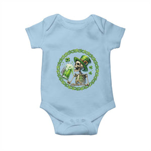 Lucky Irish Skeleton St Patricks Day Baby Onesie Beer Lover TS12 Light Blue Print Your Wear