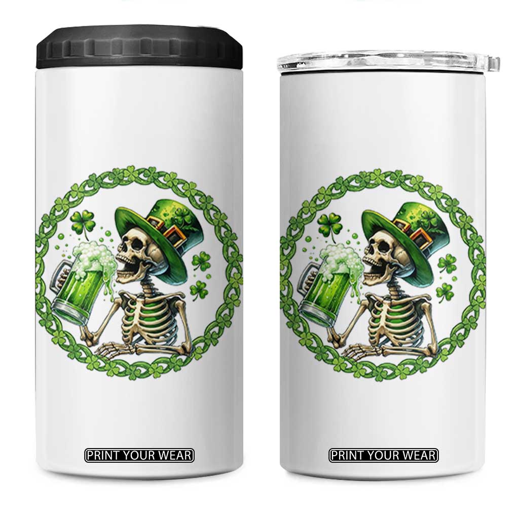 Lucky Irish Skeleton St Patricks Day 4 in 1 Can Cooler Tumbler Beer Lover TS12 One Size: 16 oz White Print Your Wear