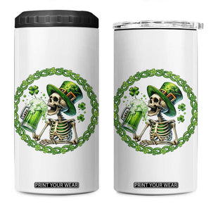 Lucky Irish Skeleton St Patricks Day 4 in 1 Can Cooler Tumbler Beer Lover TS12 One Size: 16 oz White Print Your Wear