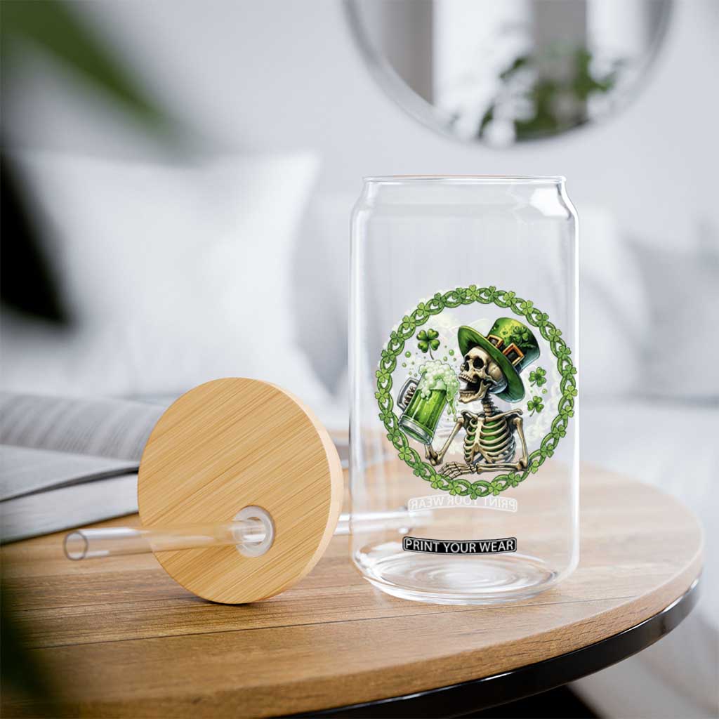 Lucky Irish Skeleton St Patricks Day Glass Can Beer Lover TS12 Print Your Wear