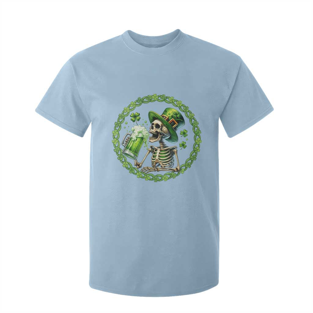 Lucky Irish Skeleton St Patricks Day T Shirt For Kid Beer Lover TS12 Light Blue Print Your Wear