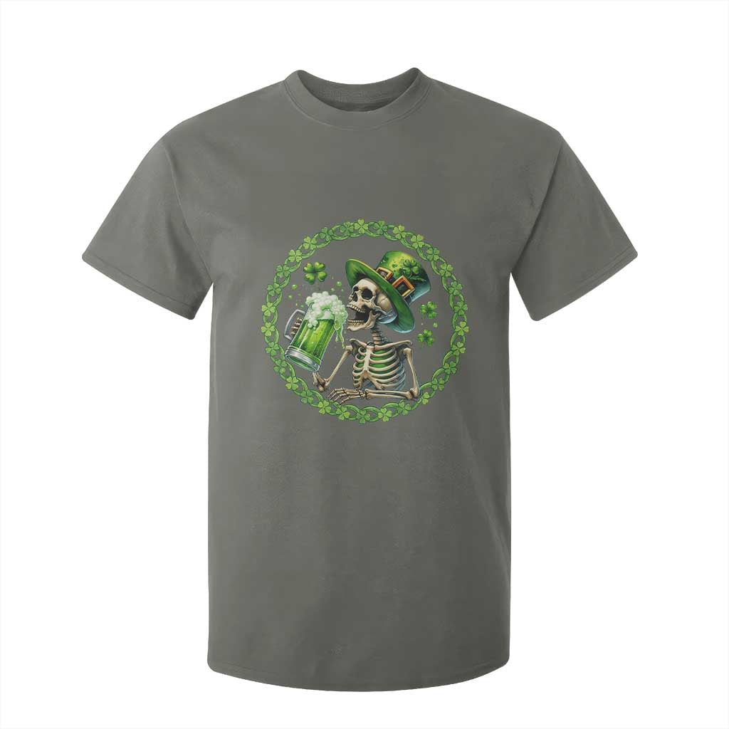 Lucky Irish Skeleton St Patricks Day T Shirt For Kid Beer Lover TS12 Military Green Print Your Wear
