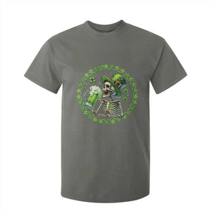Lucky Irish Skeleton St Patricks Day T Shirt For Kid Beer Lover TS12 Military Green Print Your Wear
