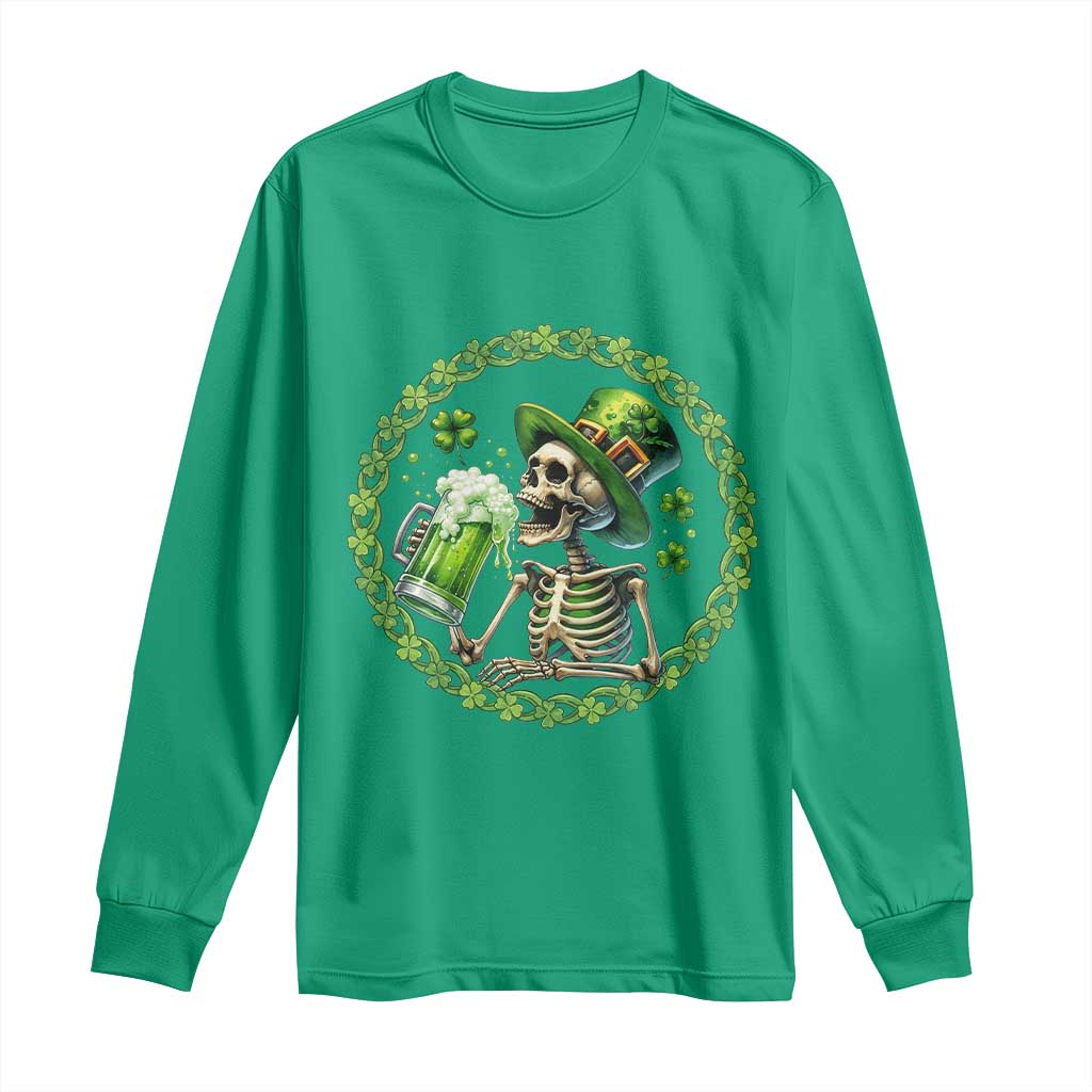 Lucky Irish Skeleton St Patricks Day Long Sleeve Shirt Beer Lover TS12 Irish Green Print Your Wear