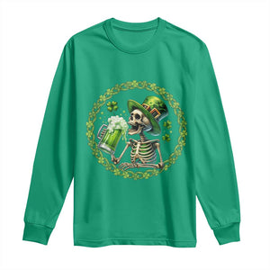 Lucky Irish Skeleton St Patricks Day Long Sleeve Shirt Beer Lover TS12 Irish Green Print Your Wear
