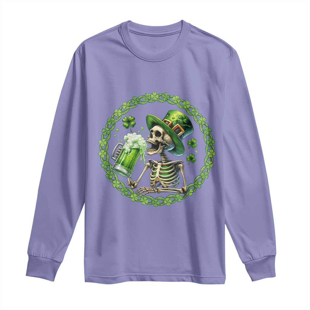 Lucky Irish Skeleton St Patricks Day Long Sleeve Shirt Beer Lover TS12 Violet Print Your Wear
