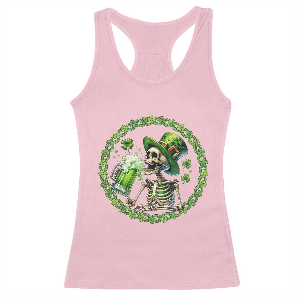 Lucky Irish Skeleton St Patricks Day Racerback Tank Top Beer Lover TS12 Light Pink Print Your Wear