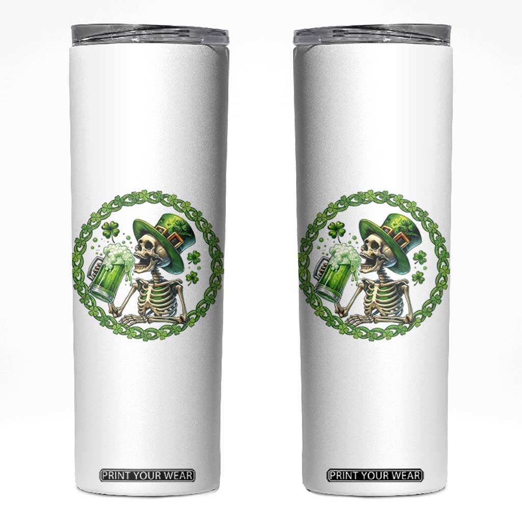 Lucky Irish Skeleton St Patricks Day Skinny Tumbler Beer Lover TS12 White Print Your Wear