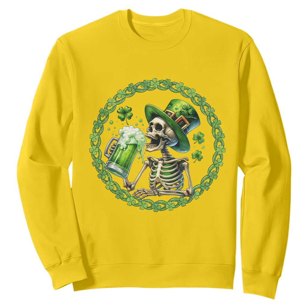 Lucky Irish Skeleton St Patricks Day Sweatshirt Beer Lover TS12 Daisy Print Your Wear