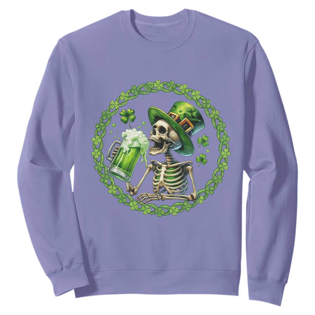 Lucky Irish Skeleton St Patricks Day Sweatshirt Beer Lover TS12 Violet Print Your Wear