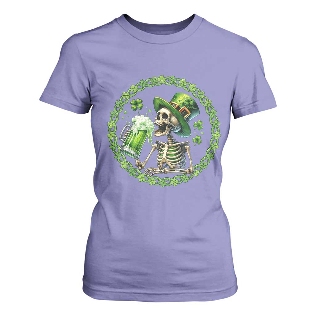 Lucky Irish Skeleton St Patricks Day T Shirt For Women Beer Lover TS12 Violet Print Your Wear