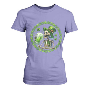 Lucky Irish Skeleton St Patricks Day T Shirt For Women Beer Lover TS12 Violet Print Your Wear