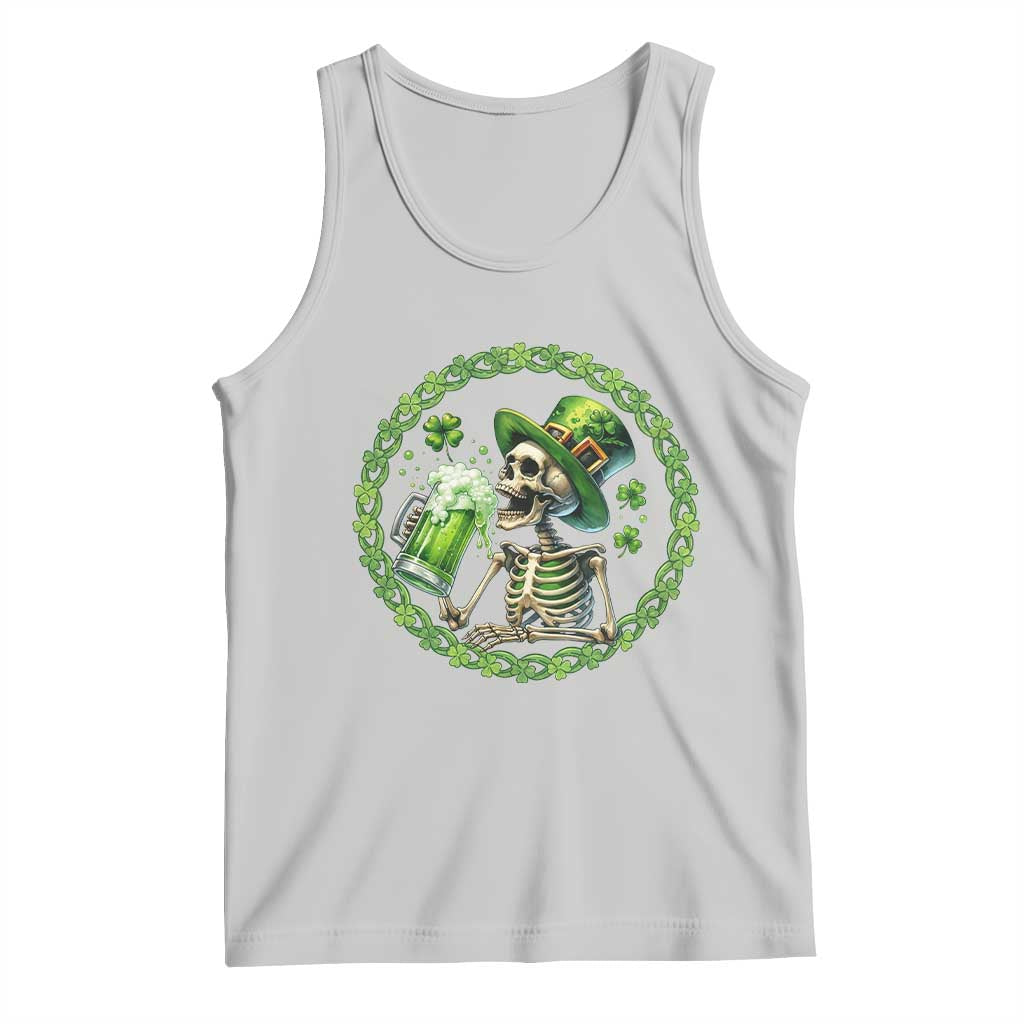 Lucky Irish Skeleton St Patricks Day Tank Top Beer Lover TS12 Ash Print Your Wear