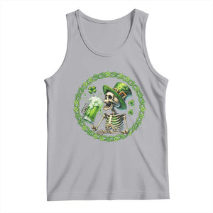 Lucky Irish Skeleton St Patricks Day Tank Top Beer Lover TS12 Athletic Heather Print Your Wear