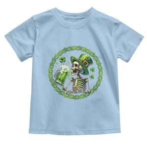 Lucky Irish Skeleton St Patricks Day Toddler T Shirt Beer Lover TS12 Light Blue Print Your Wear
