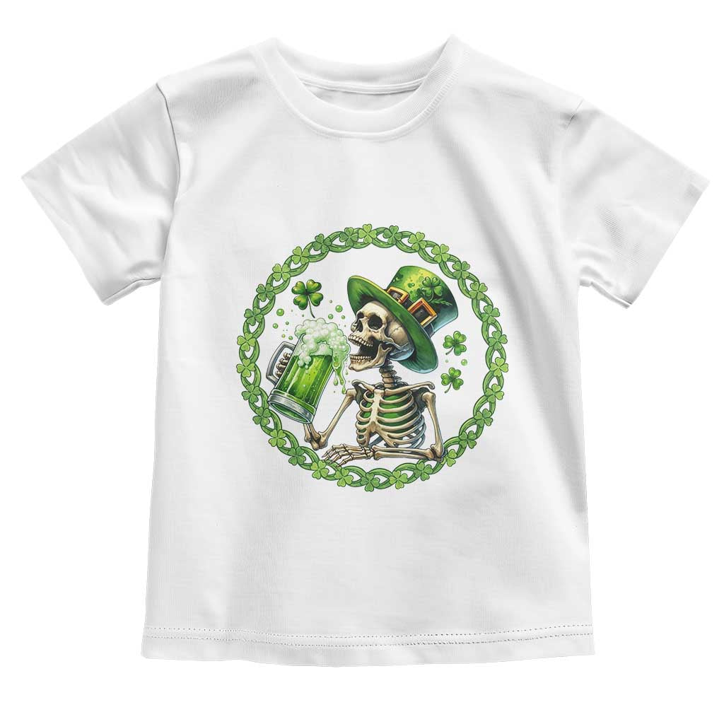 Lucky Irish Skeleton St Patricks Day Toddler T Shirt Beer Lover TS12 White Print Your Wear