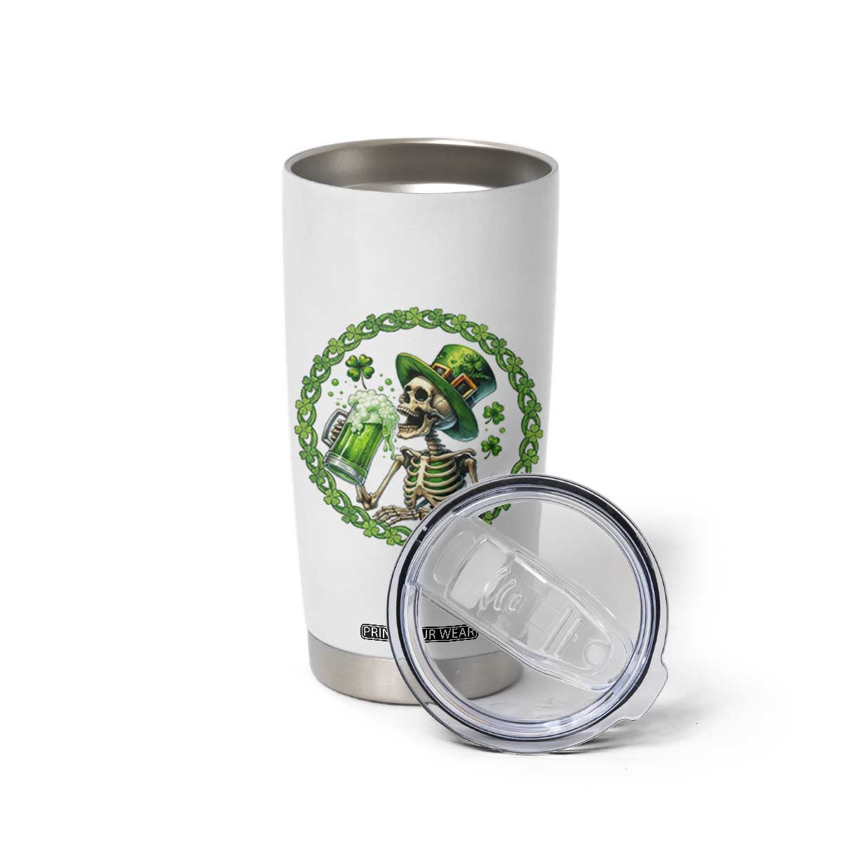 Lucky Irish Skeleton St Patricks Day Tumbler Cup Beer Lover TS12 Print Your Wear