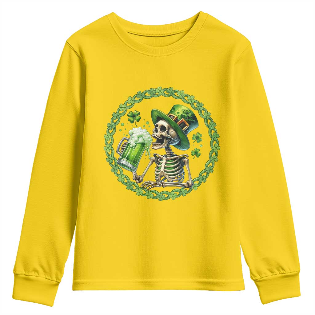 Lucky Irish Skeleton St Patricks Day Youth Sweatshirt Beer Lover TS12 Daisy Print Your Wear