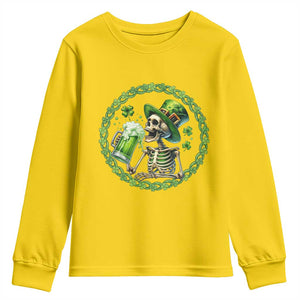 Lucky Irish Skeleton St Patricks Day Youth Sweatshirt Beer Lover TS12 Daisy Print Your Wear