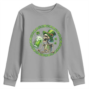 Lucky Irish Skeleton St Patricks Day Youth Sweatshirt Beer Lover TS12 Sport Gray Print Your Wear
