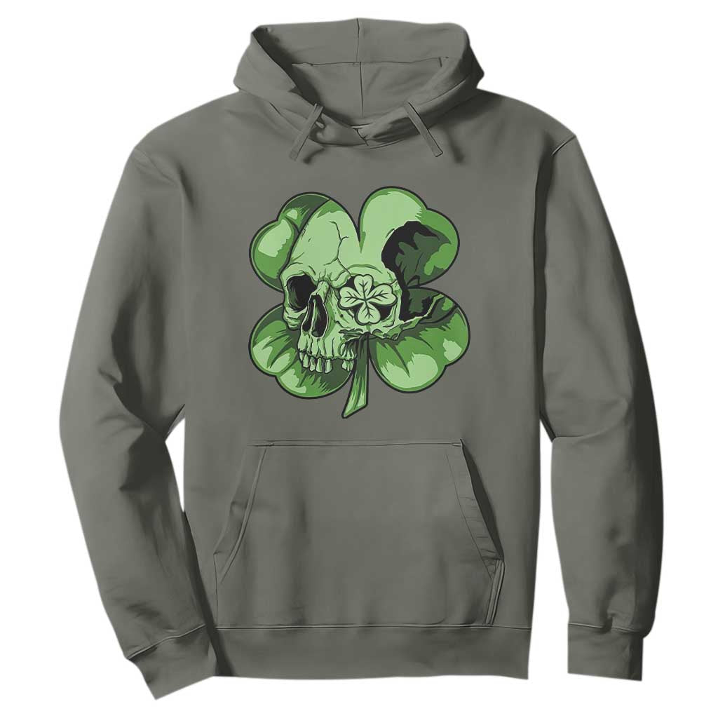 St Patricks Day Lucky Shamrock Skull Gift Hoodie TS12 Military Green Print Your Wear