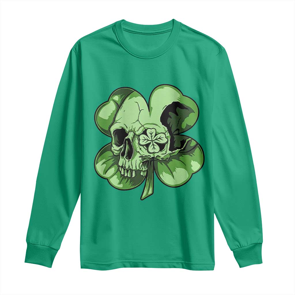 St Patricks Day Lucky Shamrock Skull Gift Long Sleeve Shirt TS12 Irish Green Print Your Wear