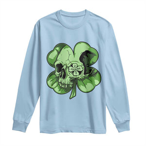 St Patricks Day Lucky Shamrock Skull Gift Long Sleeve Shirt TS12 Light Blue Print Your Wear