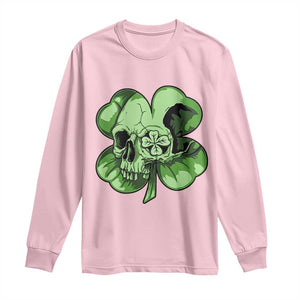 St Patricks Day Lucky Shamrock Skull Gift Long Sleeve Shirt TS12 Light Pink Print Your Wear