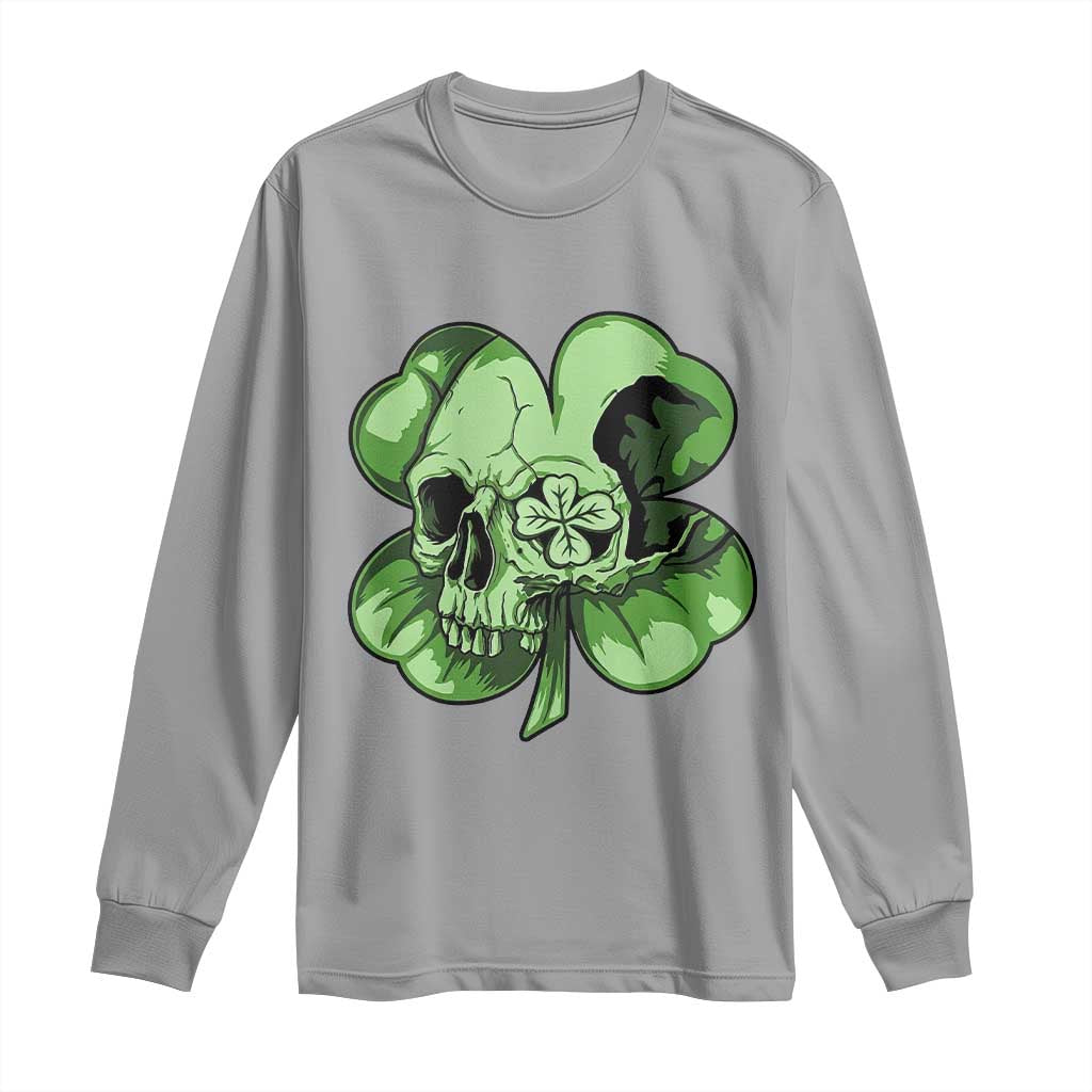 St Patricks Day Lucky Shamrock Skull Gift Long Sleeve Shirt TS12 Sport Gray Print Your Wear
