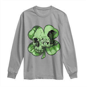 St Patricks Day Lucky Shamrock Skull Gift Long Sleeve Shirt TS12 Sport Gray Print Your Wear