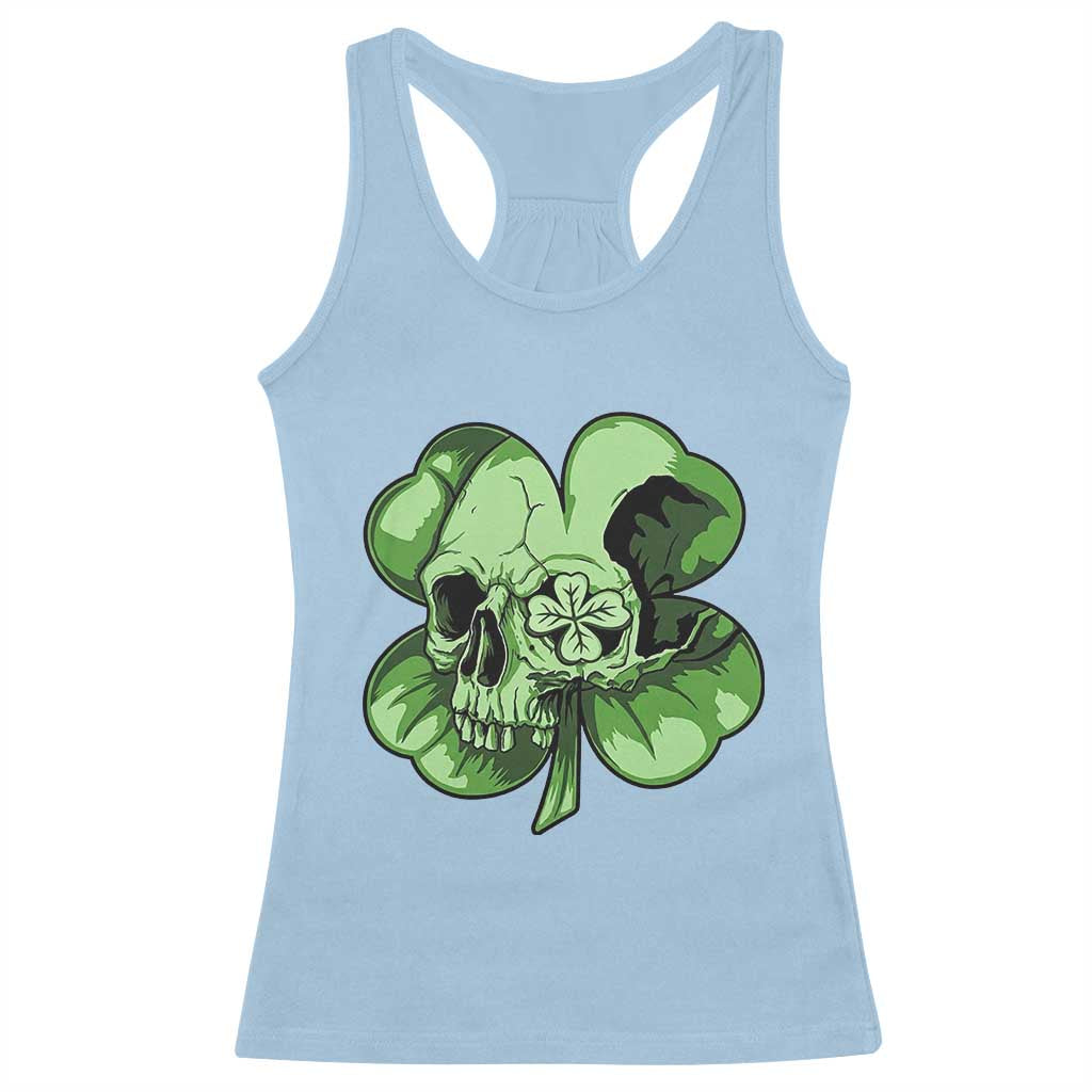 St Patricks Day Lucky Shamrock Skull Gift Racerback Tank Top TS12 Light Blue Print Your Wear