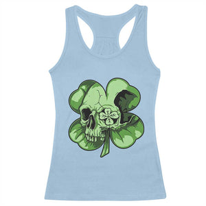St Patricks Day Lucky Shamrock Skull Gift Racerback Tank Top TS12 Light Blue Print Your Wear