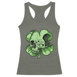 St Patricks Day Lucky Shamrock Skull Gift Racerback Tank Top TS12 Military Green Print Your Wear