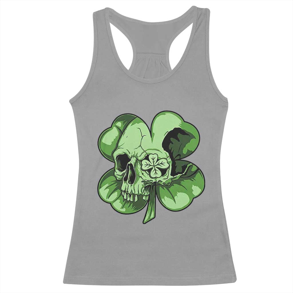 St Patricks Day Lucky Shamrock Skull Gift Racerback Tank Top TS12 Sport Gray Print Your Wear