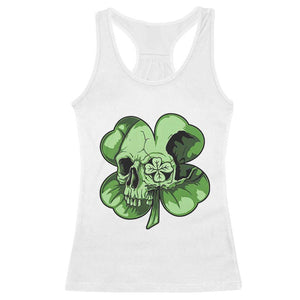 St Patricks Day Lucky Shamrock Skull Gift Racerback Tank Top TS12 White Print Your Wear