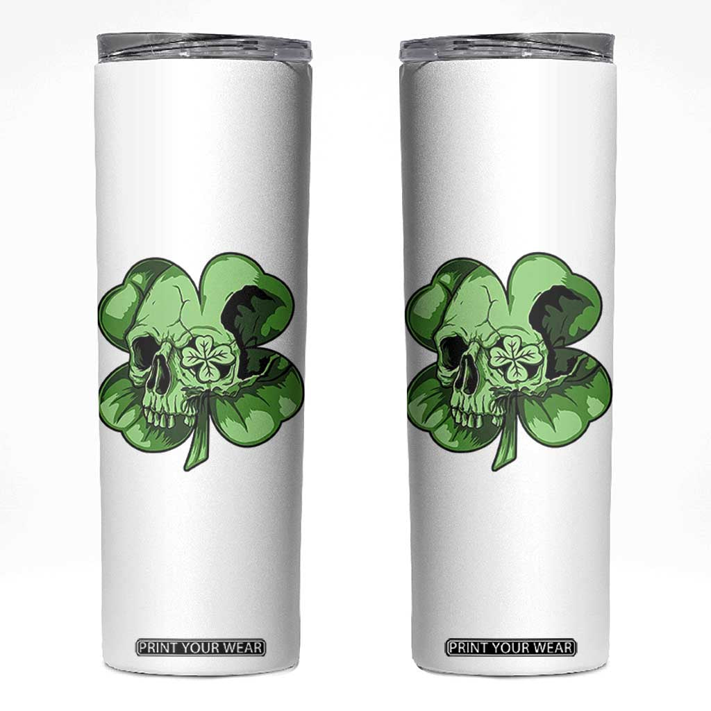 St Patricks Day Lucky Shamrock Skull Gift Skinny Tumbler TS12 White Print Your Wear