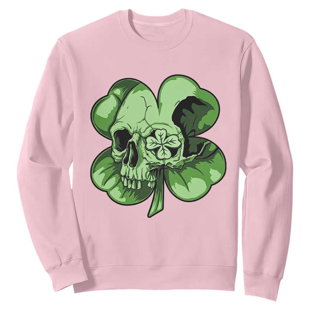St Patricks Day Lucky Shamrock Skull Gift Sweatshirt TS12 Light Pink Print Your Wear