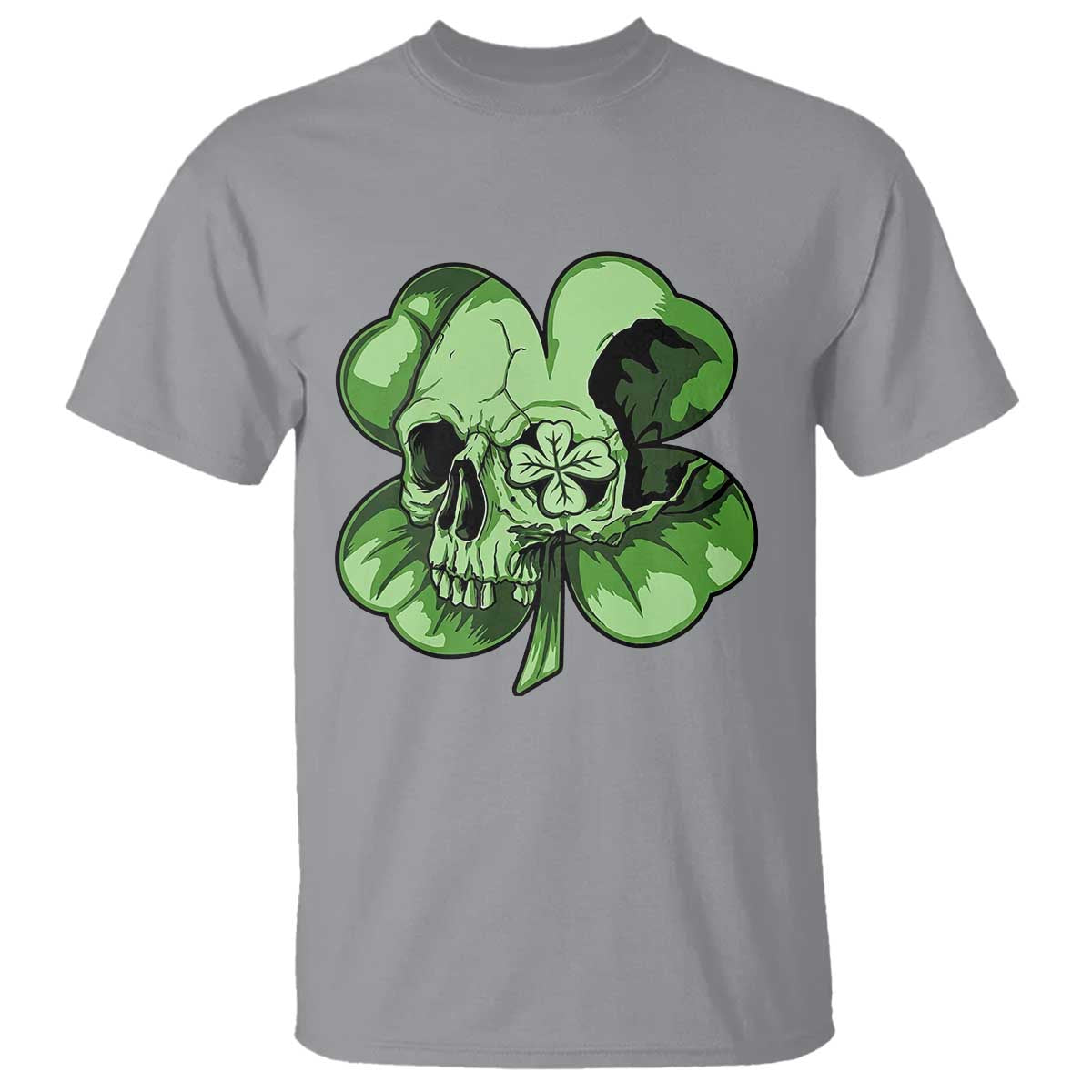 St Patricks Day Lucky Shamrock Skull Gift T Shirt TS12 Sport Gray Print Your Wear