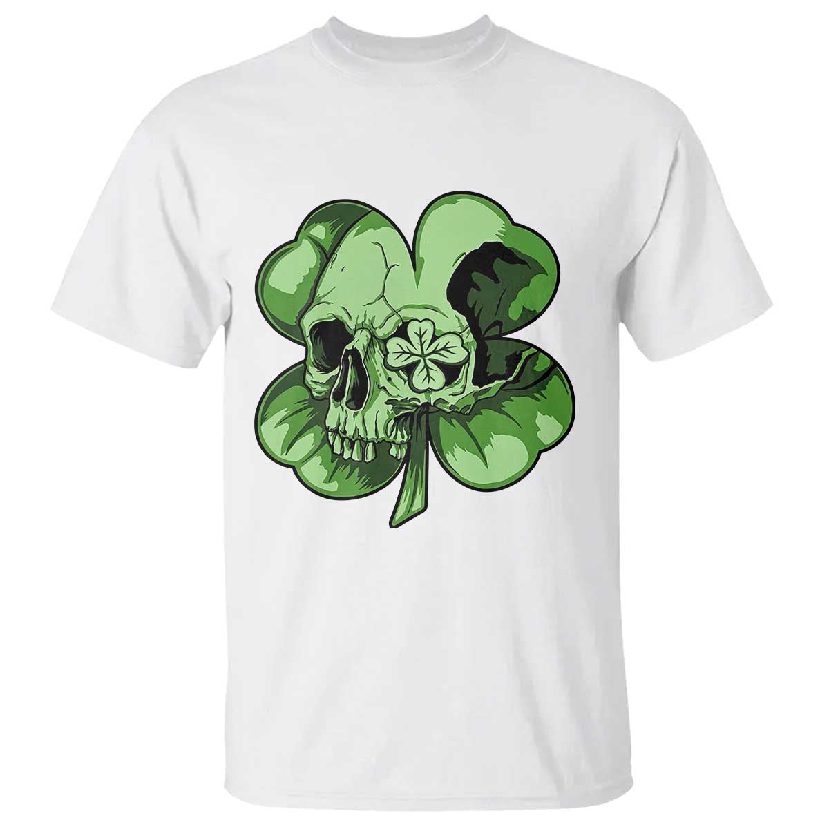 St Patricks Day Lucky Shamrock Skull Gift T Shirt TS12 White Print Your Wear