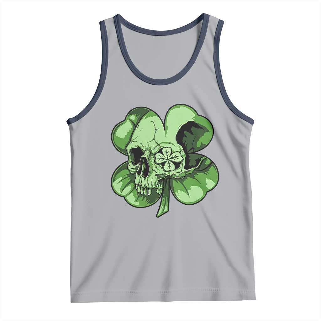 St Patricks Day Lucky Shamrock Skull Gift Tank Top TS12 Athletic Heather Navy Print Your Wear