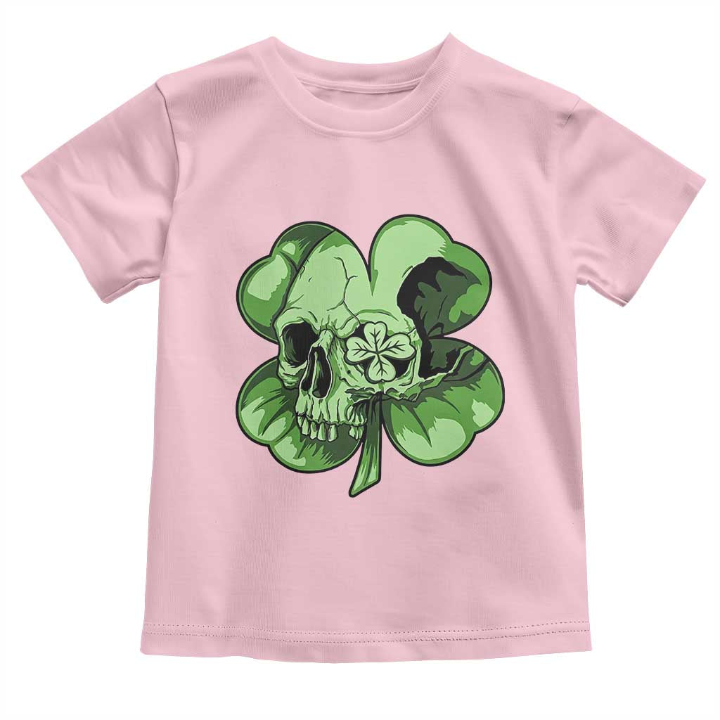 St Patricks Day Lucky Shamrock Skull Gift Toddler T Shirt TS12 Light Pink Print Your Wear