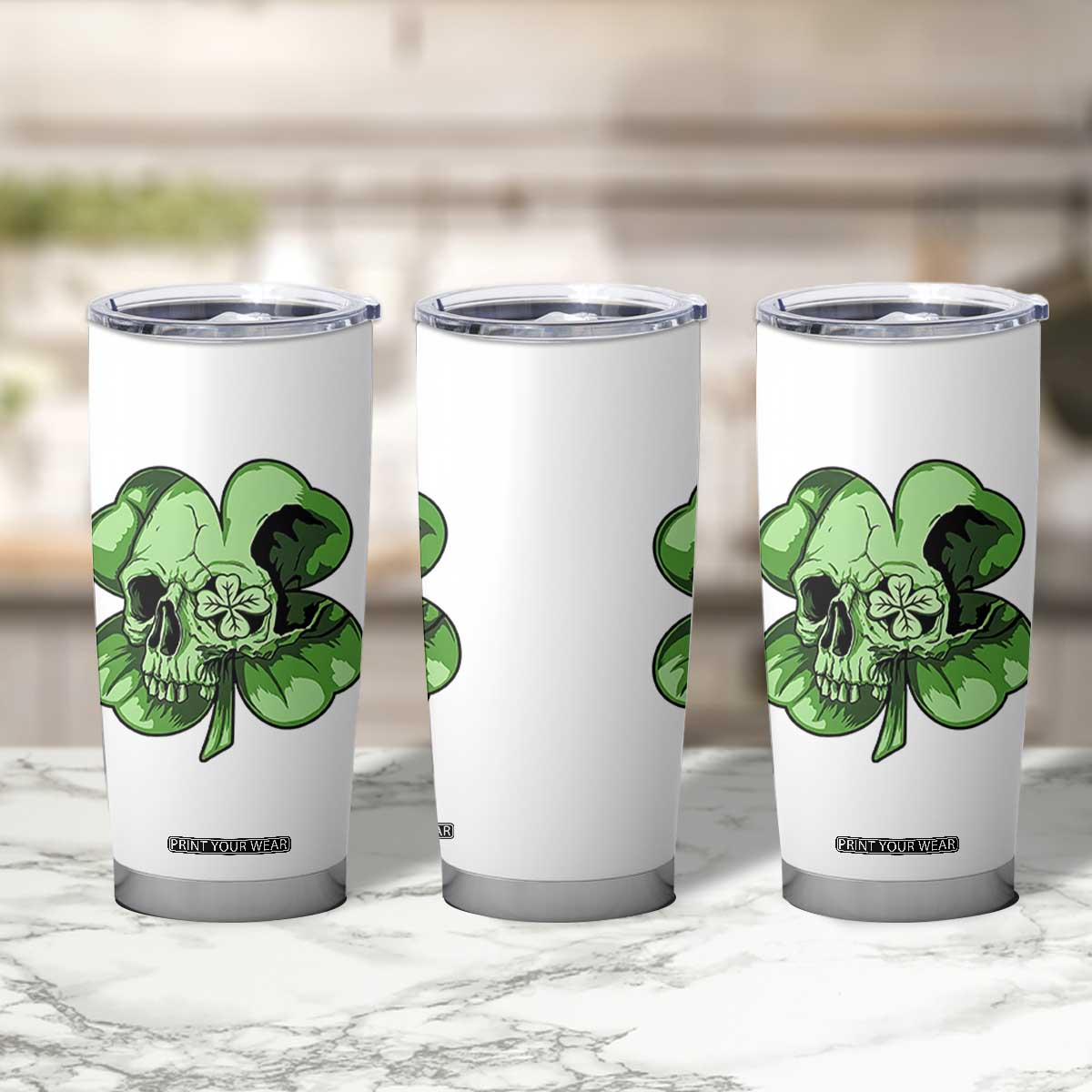 St Patricks Day Lucky Shamrock Skull Gift Tumbler Cup TS12 Print Your Wear