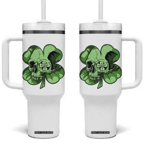 St Patricks Day Lucky Shamrock Skull Gift Tumbler With Handle TS12 One Size: 40 oz White Print Your Wear