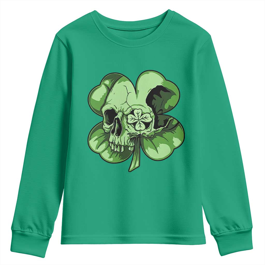 St Patricks Day Lucky Shamrock Skull Gift Youth Sweatshirt TS12 Irish Green Print Your Wear