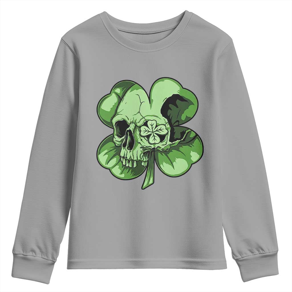 St Patricks Day Lucky Shamrock Skull Gift Youth Sweatshirt TS12 Sport Gray Print Your Wear