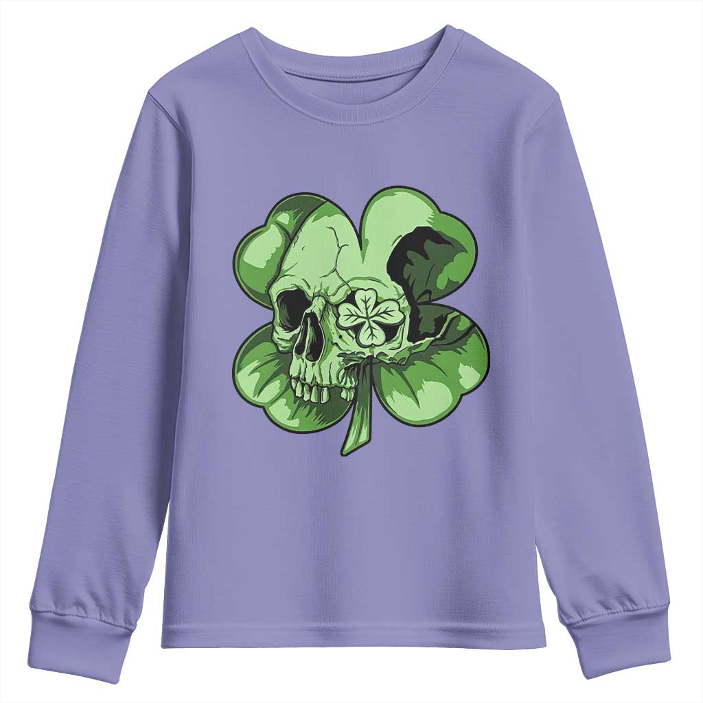 St Patricks Day Lucky Shamrock Skull Gift Youth Sweatshirt TS12 Violet Print Your Wear