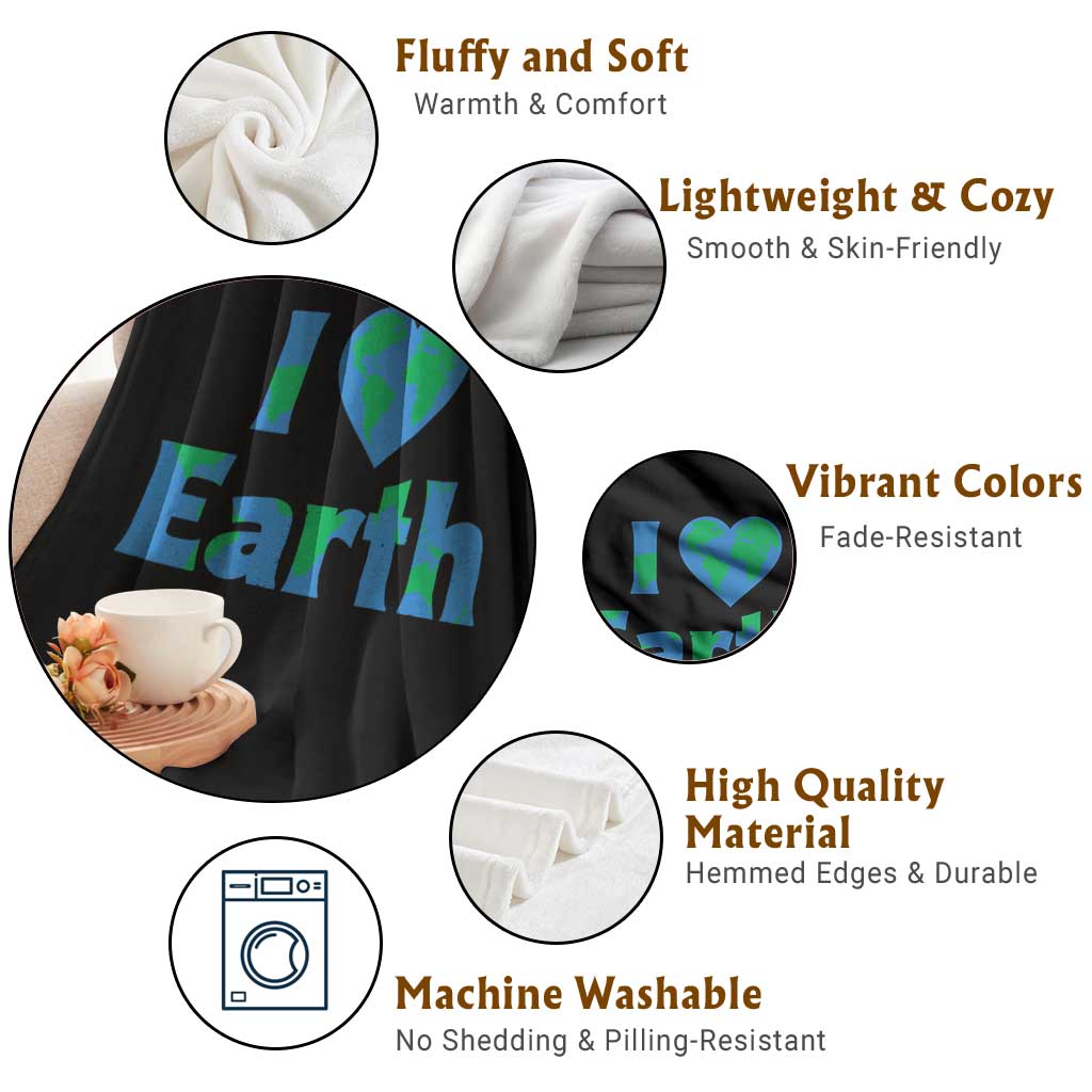 Earth Day Environmental Activism Throw Blanket I Love Earth TS12 Print Your Wear
