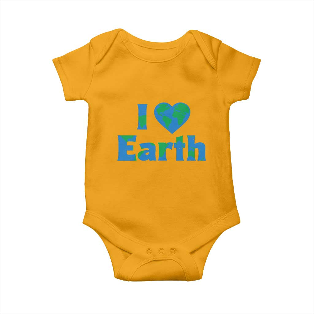 Earth Day Environmental Activism Baby Onesie I Love Earth TS12 Gold Print Your Wear