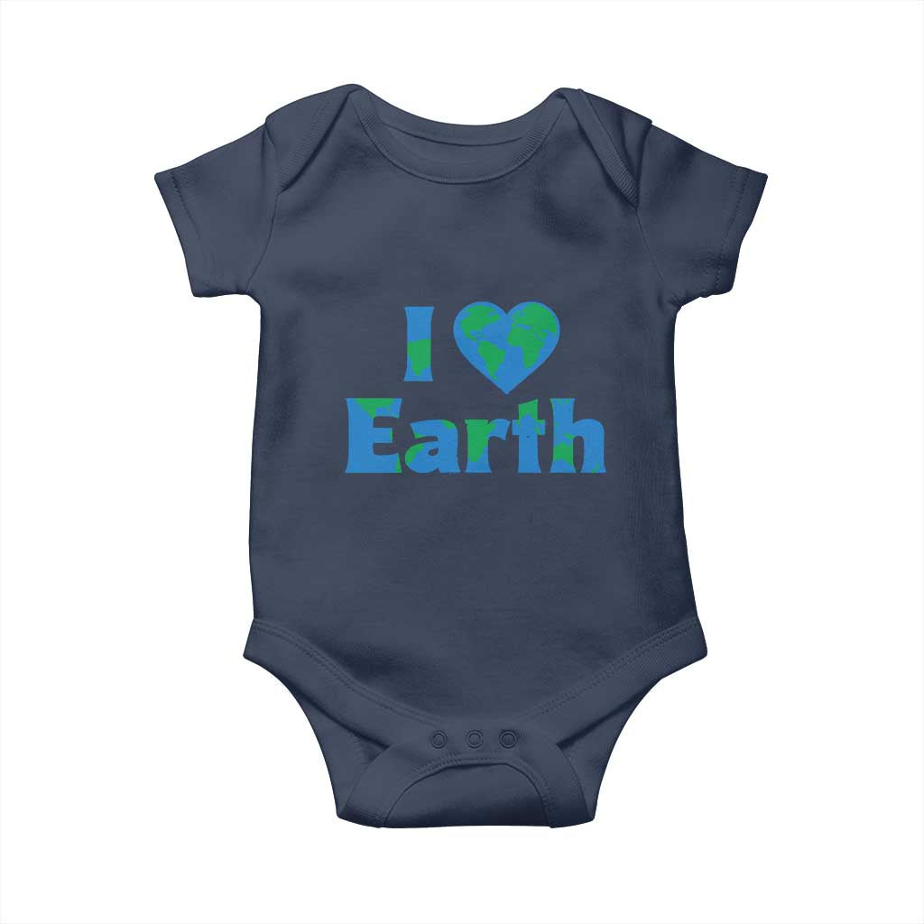 Earth Day Environmental Activism Baby Onesie I Love Earth TS12 Navy Print Your Wear